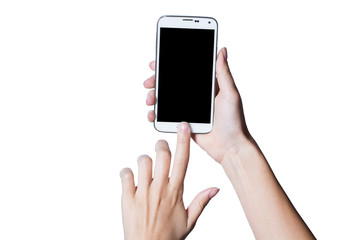 Hände halten ein Handy für ein Selfie