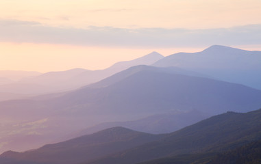 Fototapeta premium Gentle Morning colors in Mountain range Landscape