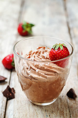chocolate mousse with strawberries and coconut