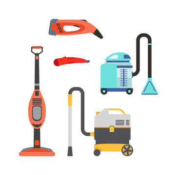 Cleaning equipment vector set.