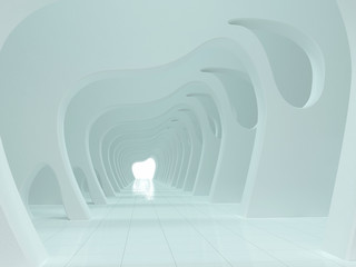 empty light big hall 3D rendering