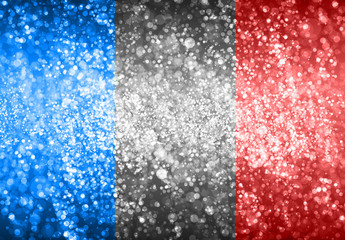France flag with glowwing sparks light