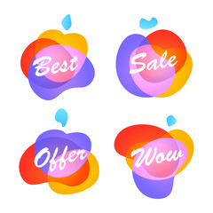 Promotion banner and Sale labels. Limited time. Advertisement tag. Best price. Mega discount. Special offer sticker.