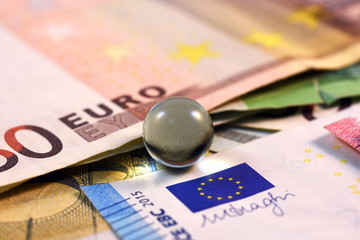 Different Close up EURO Bank note and currency  
