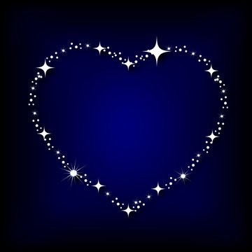 Heart with stars on the night sky