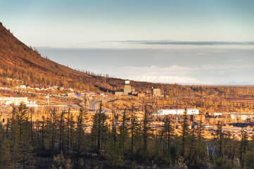 Plateau Foothills Putorana. Taimyr Peninsula in Norilsk area.