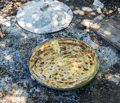 Flija - traditional Albanian food.  Shot from Valbone village, Albania.