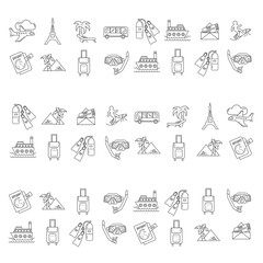 Vector set of travel icons Linear design