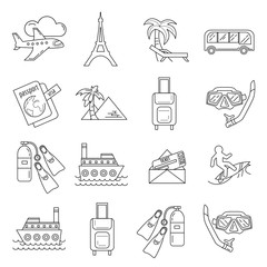 Vector set of travel icons Linear design