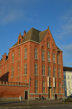 Barrack building in the city of Brussels on a sunny day