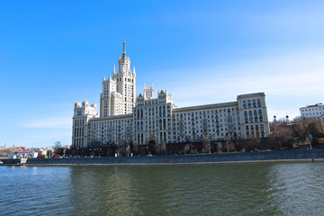 Fototapeta na wymiar Residential building on Kotelnicheskaya Embankment in Moscow
