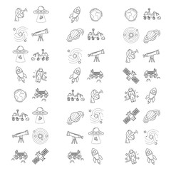 Vector set of space and astronomy icons
