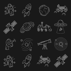 Vector set of space and astronomy icons
