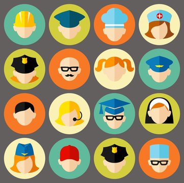 Set of avatars people . Flat style vector icons set