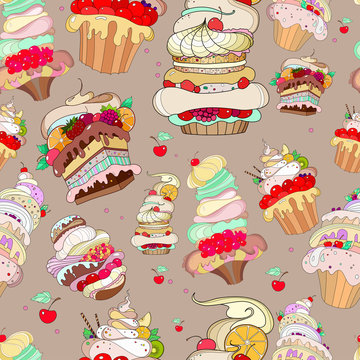 pattern with the image of the fantastic cakes