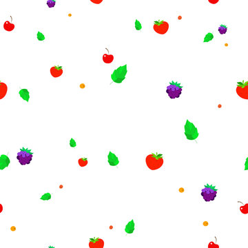 pattern of strawberries, blueberries and cherries