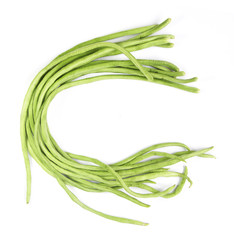 Long beans isolated on white background