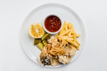 fried fish with french fries