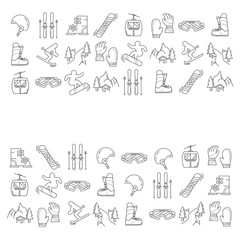 Vector set of snowboard and ski icons