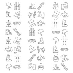 Fototapeta premium Vector set of snowboard and ski icons