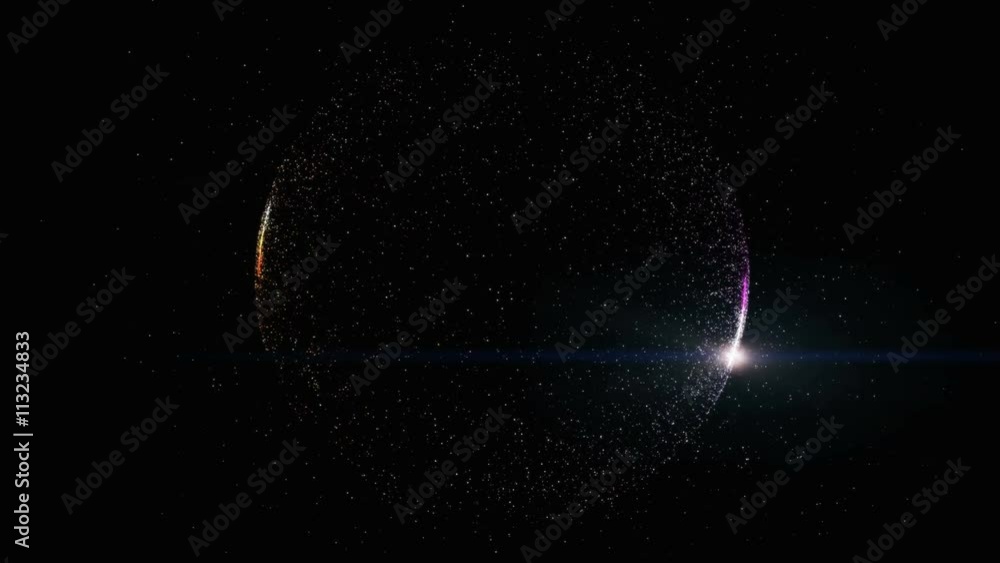 Poster abstract background with circular shape formed of small particles. light ray effect, uhd 4k 3840x216