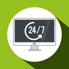 Call center design. Global communication. Flat illustration,