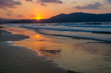 Sunset over the sea on the island of Crete