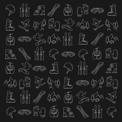 Vector set of snowboard and ski icons