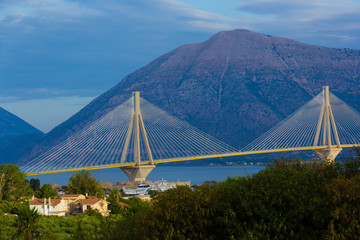 Fototapeta na wymiar Bridge in Greece, mountains in the background