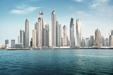 Obraz na płótnie Canvas Dubai Marina in sunset time, United Arab Emirates