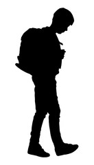 Black silhouette of a child isolated on white