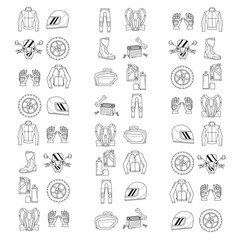 Vector set of linear motorcycle icons