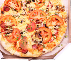 Delicious fresh pizza isolated on white