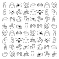 Vector set of linear motorcycle icons
