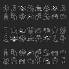 Vector set of linear motorcycle icons