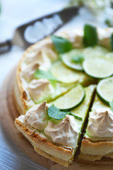 Tasty cake on wooden background