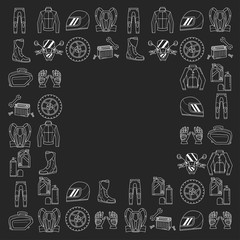 Vector set of linear motorcycle icons