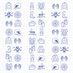Fototapeta premium Vector set of linear motorcycle icons