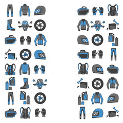 Fototapeta premium Vector set of linear motorcycle icons
