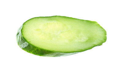 Fresh cucumber slice on white background