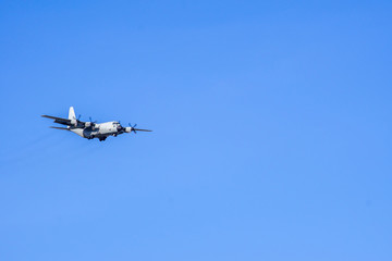 turboprop on Blue sky in the background.
