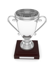 Silver cup on white background. 3D rendering.