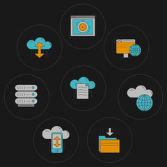 Cloud storage Vector icons set