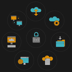 Cloud storage Vector icons set