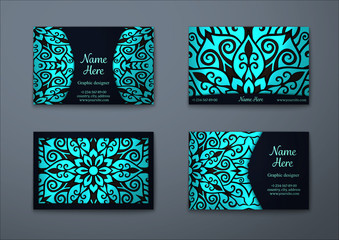 Vector vintage visiting card set.