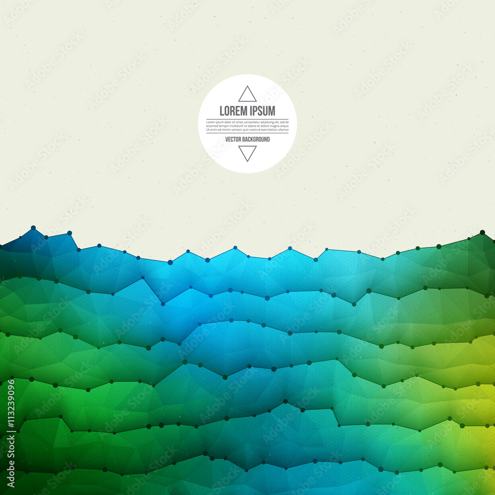 Poster abstract 3d vector textured geometrical polygonal waveform structure bright background for design, b