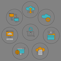 Cloud storage Vector icons set