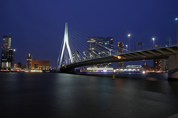 Fototapeta na wymiar Erasmusbrücke bei Nacht, Rotterdam, Niederlande
