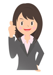 親指を立てる女性会社員