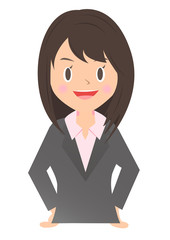 腰に手を当てる女性会社員